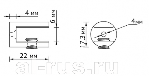 Полкодержатель для стекла 4-5 мм 79228-6 фото 2