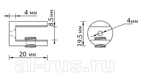 Полкодержатель для стекла 6-7 мм 79228-8 фото 2